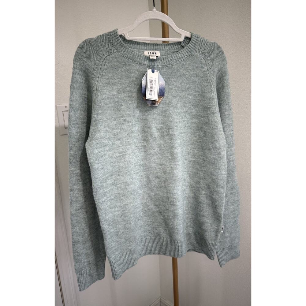 ROWM Sweater Men's M Blue Aqua  Wool Blend Long Sleeve Pullover Crew Neck